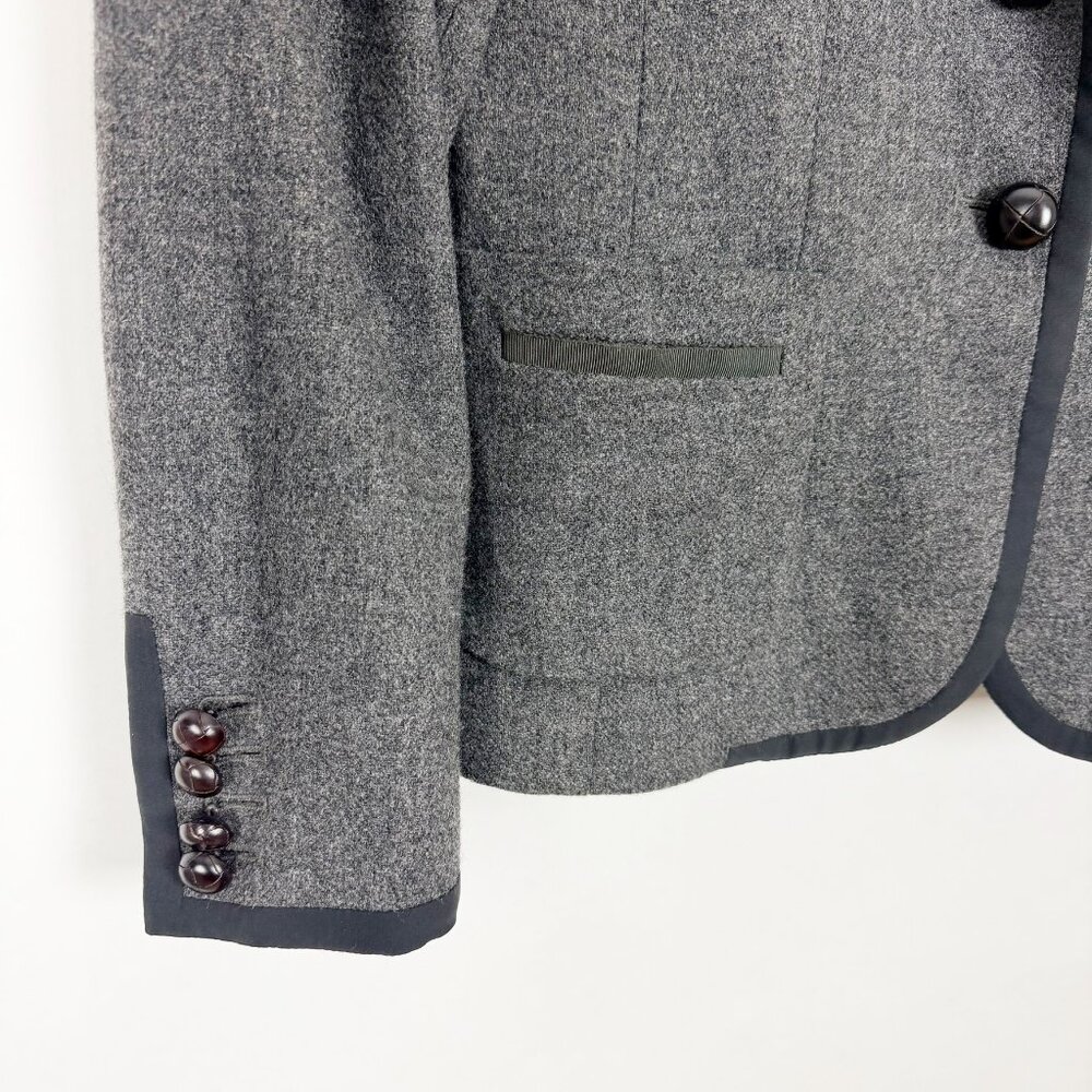 J. Crew Professor Blazer Women's Size 12 Grey Black Wool Jacket Schoolboy Preppy - Picture 3 of 14